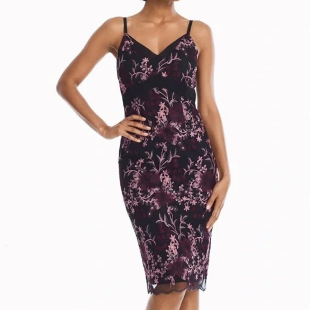 WHBM Sleeveless Tonal Embroidered Sheath Dress Size 6